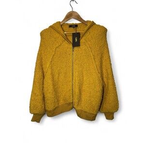 L&B Lucky & Blessed Full Zip Hoodie Shacket Shirt Jacket L XL Brown Oversized